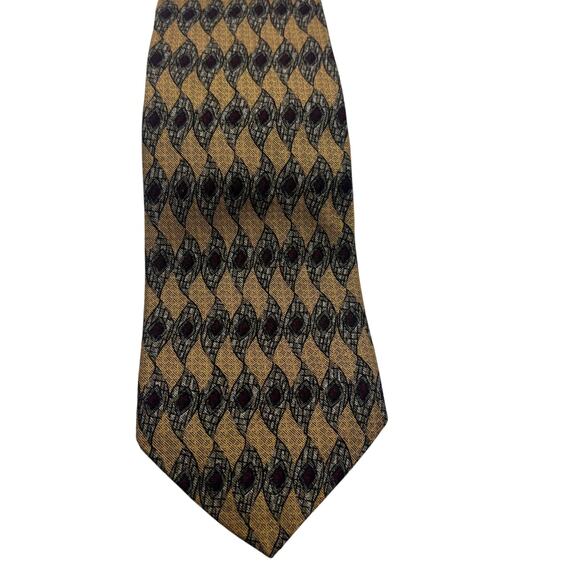 Vtg Robert Talbott Finest Silk Hand Printed in Italy Men's Tie Brown Geometric - Picture 1 of 6